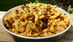 cheddar garden herb sauce served with whole wheat elbow pasta
